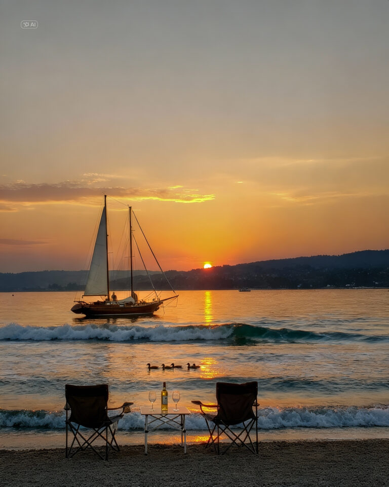 Schiff, Sandseele, Reichenau, Camping